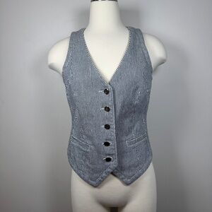 Jacob Black and White Pinstripe Vest